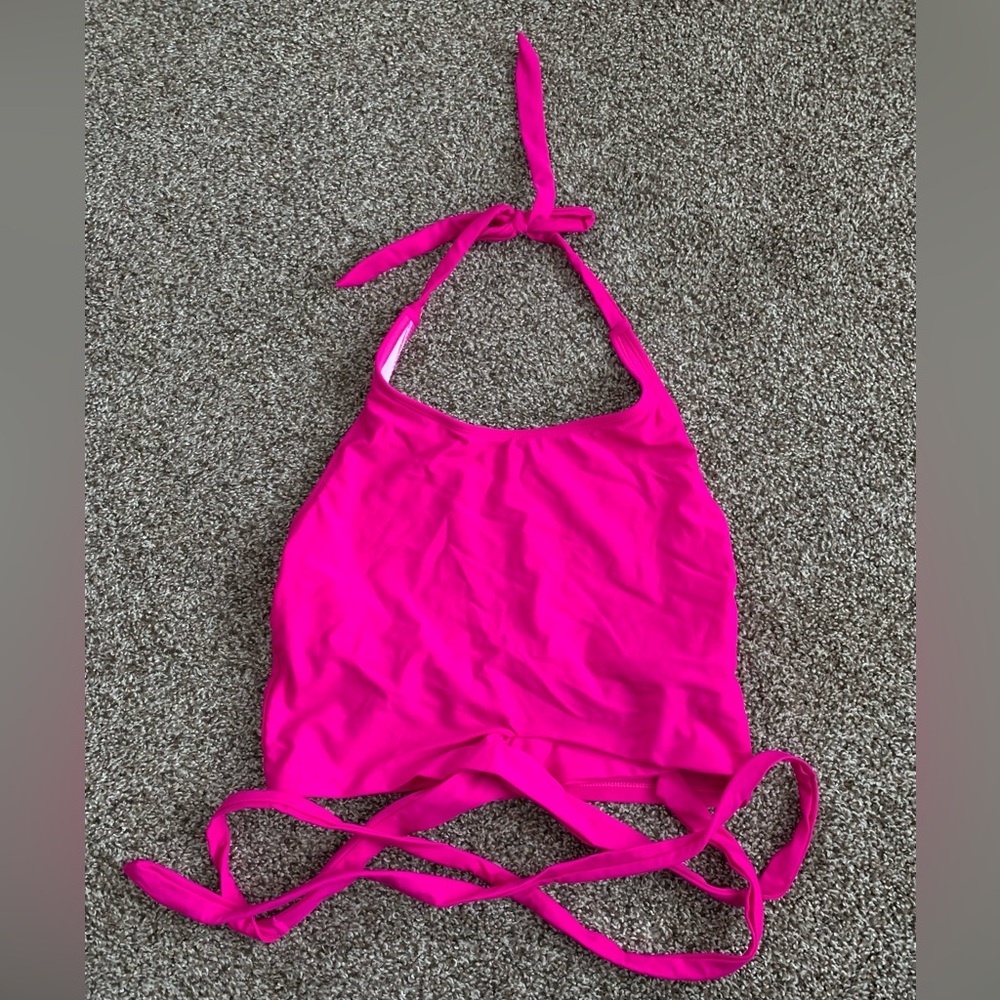 Coral Reef Vibrant Pink Halter Bikini Top